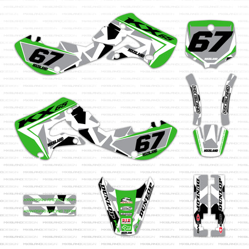 KX 65 2000 - 2025 Kawasaki Full Graphics Kit - Urban Camo Smoke