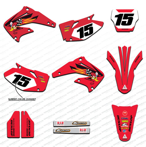Woody Black/Red 2002–2004 Honda CRF450R Full Graphics Kit