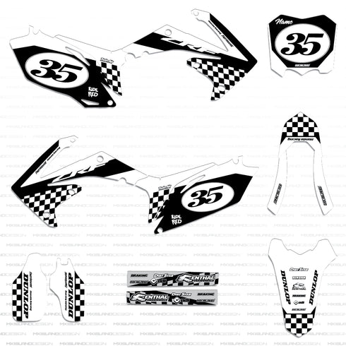 Honda CRF450R Podium Graphics Kit (2009-2012) – White & Black Color Scheme