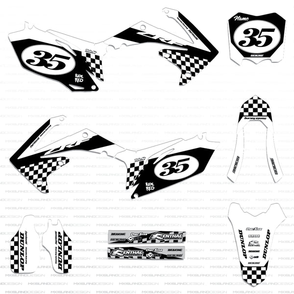Honda CRF450R Podium Graphics Kit (2009-2012) – White & Black Color Scheme