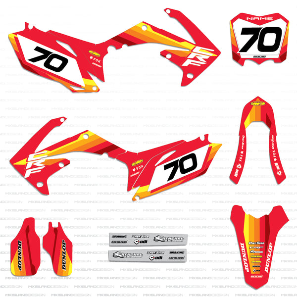 Retro Heat: RED/MULTI COLORED Honda Full Graphics Kit