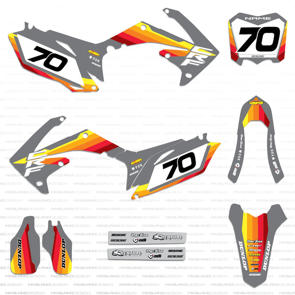 Retro Heat: GREY/MULTI COLORED Honda Full Graphics Kit