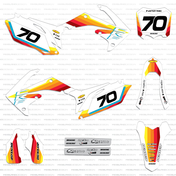 Retro Heat: WHITE/MULTI COLORED Honda Full Graphics Kit