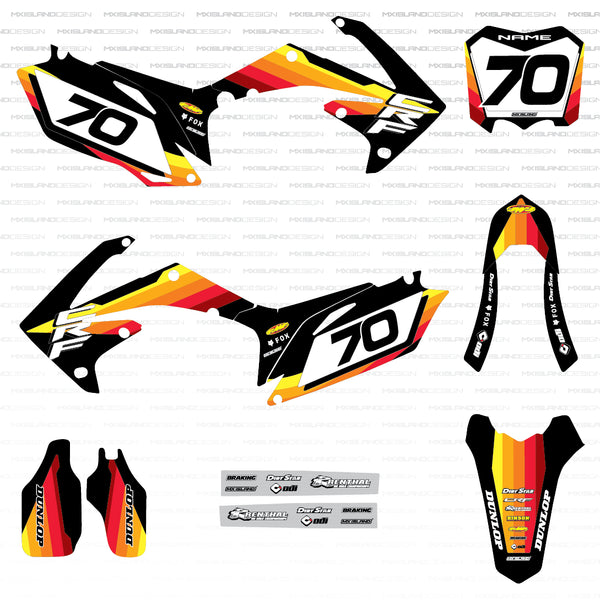 Retro Heat: BLACK/MULTI COLORED Honda Full Graphics Kit