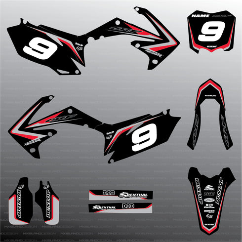 Angel Heart: Kit de gráficos completo Honda NEGRO/GRIS CLARO