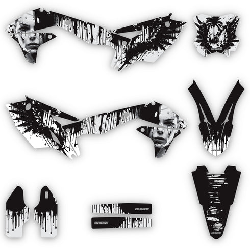 Angel Heart: Kit de gráficos completo Kawasaki NEGRO/GRIS CLARO