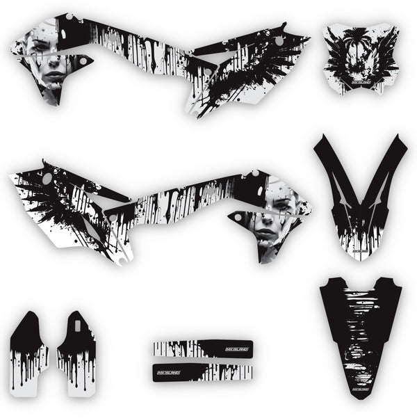 Angel Heart: Kit de gráficos completo Kawasaki NEGRO/GRIS CLARO