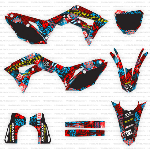 Night Rider Red/Cyan Black Honda Full Graphics Kit