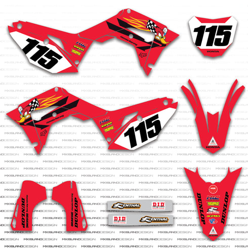 Woody: BLACK/RED Honda Full Graphics Kit