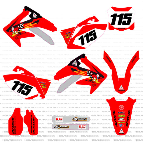 Woody Black/Red 2008 Honda CRF450R Full Graphics Kit