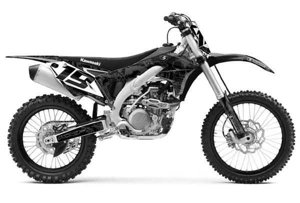 BONECRUSHER: BLACK/DARK GREY (GHOST EFFECT) Kawasaki Full Graphics kit