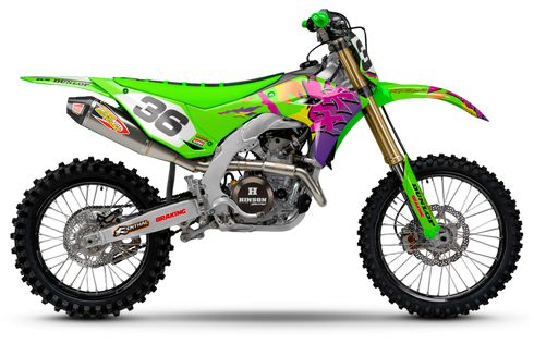 NINETY IV Magenta/Green Kawasaki Full Graphics Kit