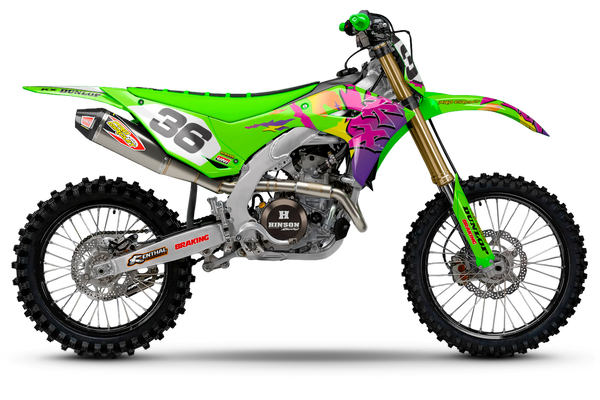 NINETY IV Magenta/Green Kawasaki Full Graphics Kit