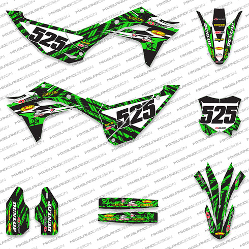 ISLAND STRIKE: BLACK/GREEN Kawasaki Full Graphics Kit