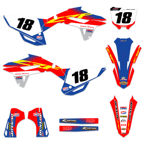 FACTORY RIDER: Kit de gráficos completo Honda AZUL/ROJO