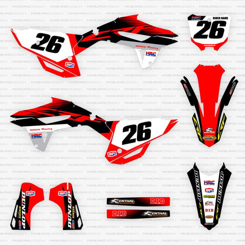 FACTORY RIDER: Kit de gráficos completo Honda NEGRO/ROJO