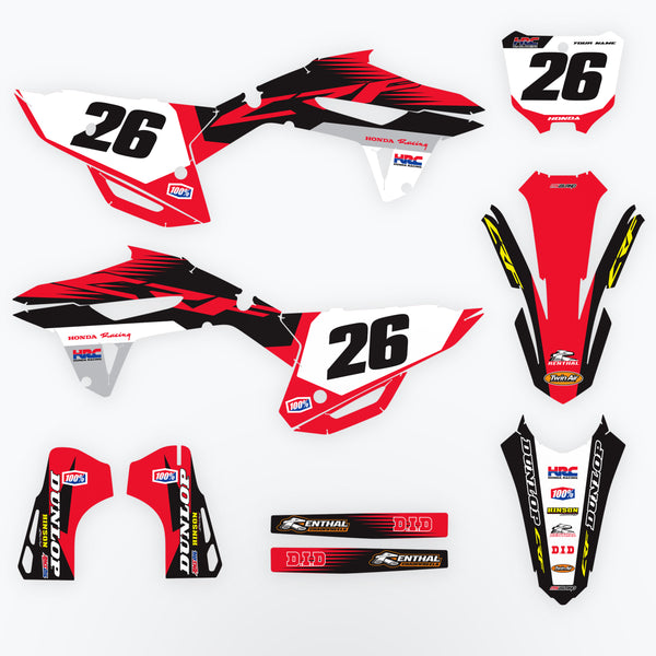 FACTORY RIDER: Kit de gráficos completo Honda NEGRO/ROJO
