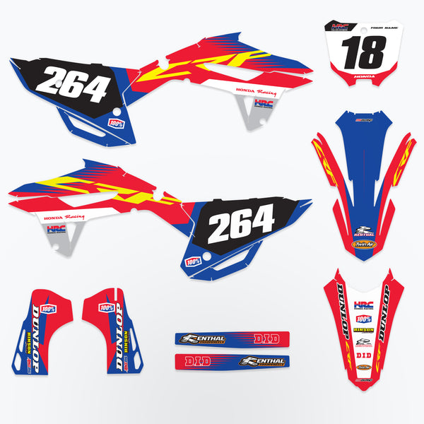 FACTORY RIDER: Kit de gráficos completo Honda AZUL/ROJO