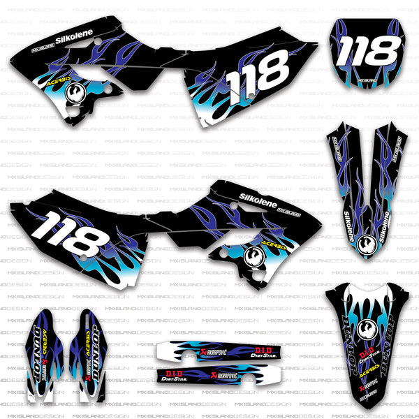 Flame: Blue Yamaha Full Graphics Kit