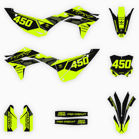 Geo Camo Highlighter Yellow Kawasaki Full Graphics Kit