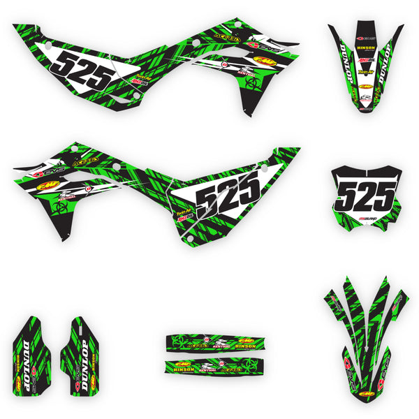 ISLAND STRIKE: Kit de gráficos completo Kawasaki NEGRO/VERDE