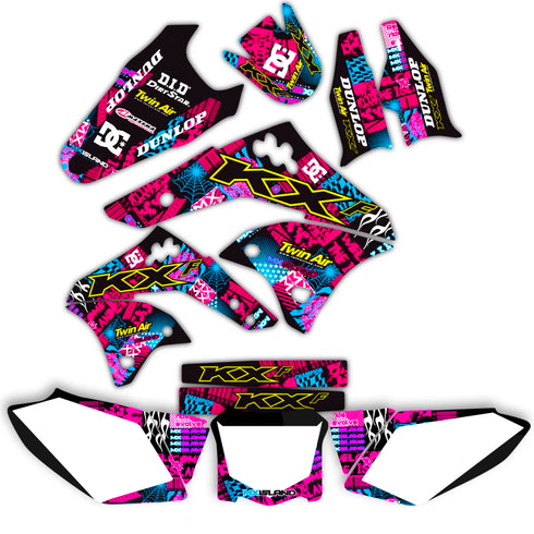 NIGHT RIDER: MAGENTA/CYAN Kit de gráficos completo Kawasaki