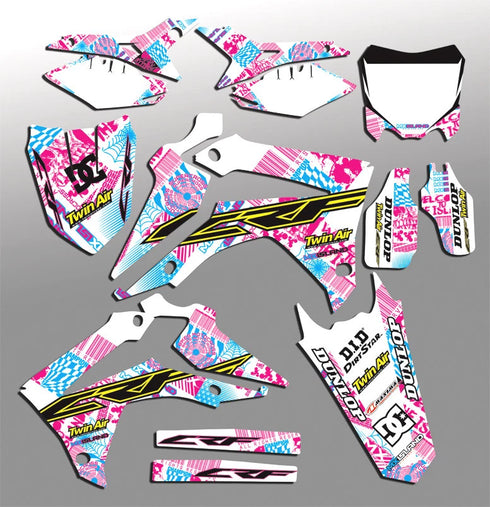 Night Rider: Magenta/Cyan (White) Honda Full Graphics Kit