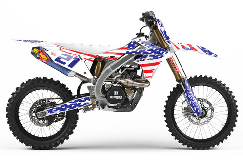 DISEÑO USA: ROJO/BLANCO/AZUL Kit de gráficos completo Suzuki