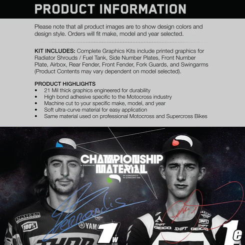 NIGHT RIDER: MAGENTA/CYAN (White) Yamaha Full Graphics kit