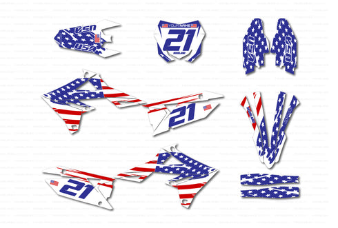 DISEÑO USA: ROJO/BLANCO/AZUL Kit de gráficos completo Suzuki