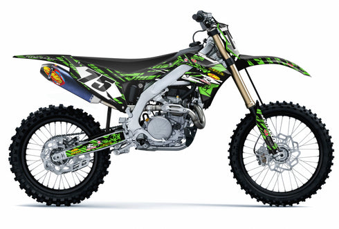 ISLAND STRIKE: Kit de gráficos completo Kawasaki NEGRO/VERDE