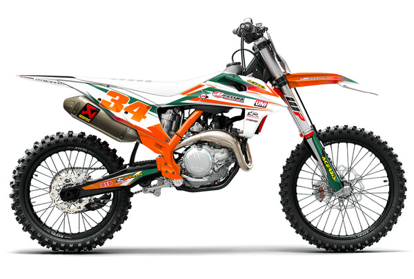 THROWBACK: Kit gráfico completo KTM NARANJA/VERDE