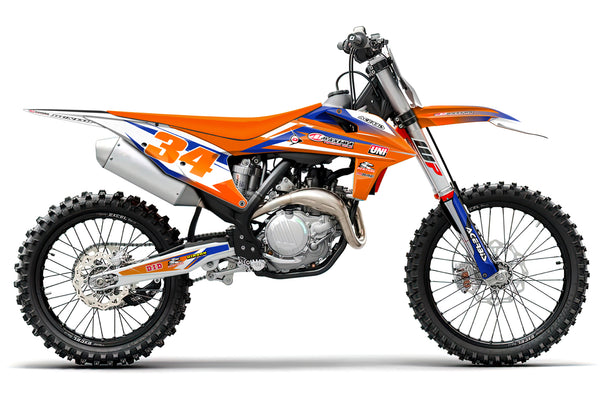 THROWBACK: Kit gráfico completo KTM NARANJA/AZUL