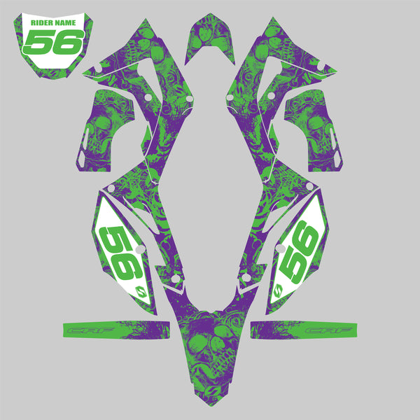 Mx Island BONECRUSHER: PURPLE/GREEN GREY KTM Graphics kit — fits KTM®