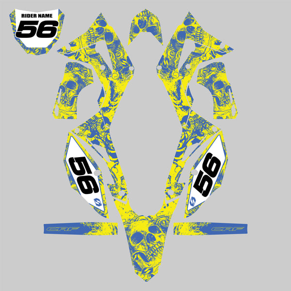 Mx Island BONECRUSHER: YELLOW/CYAN Full Graphics kit — fits KTM®
