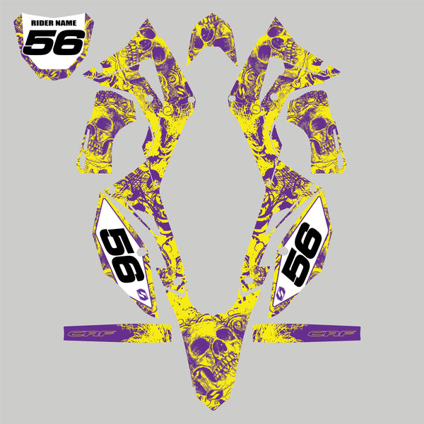 Mx Island BONECRUSHER: YELLOW/PURPLE Full Graphics kit — fits KTM®