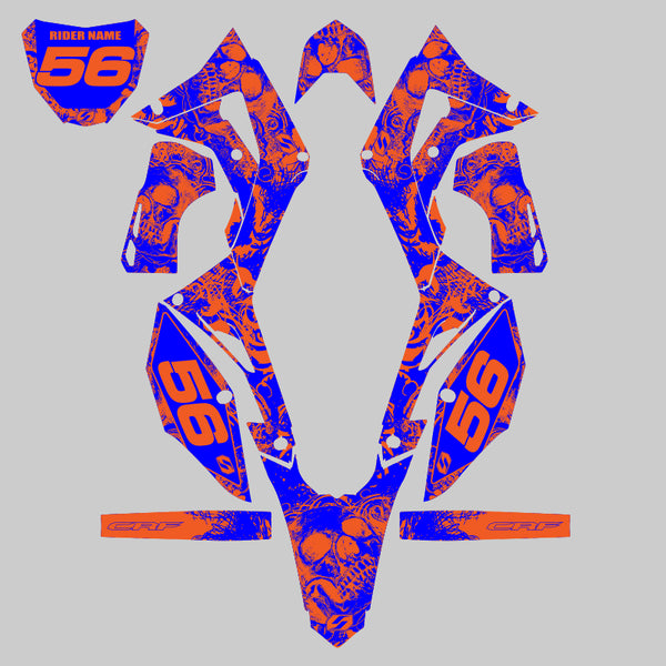 Mx Island BONECRUSHER: ORANGE/BLUE Full Graphics kit — fits KTM®