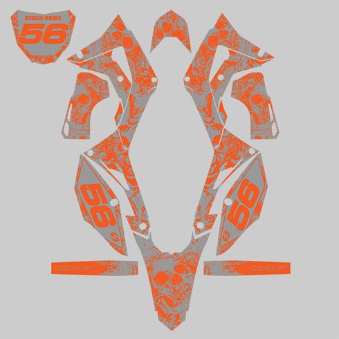 Mx Island BONECRUSHER: ORANGE/GREY Full Graphics kit — fits KTM®
