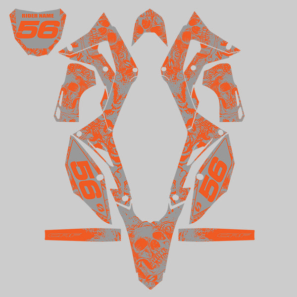Mx Island BONECRUSHER: ORANGE/GREY Full Graphics kit — fits KTM®