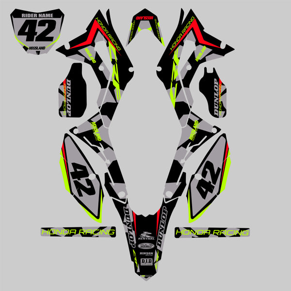 Urban Camo: RED/TOXIC GREEN Honda Full Graphics kit
