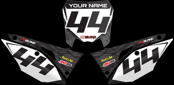 ISLAND STRIKE: BLACK/GREY Honda Number Plate Graphics kit
