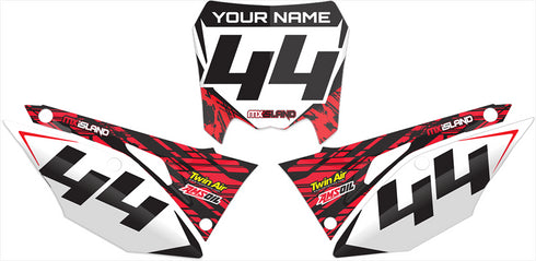 ISLAND STRIKE: BLACK/RED Honda Number Plate Graphics kit