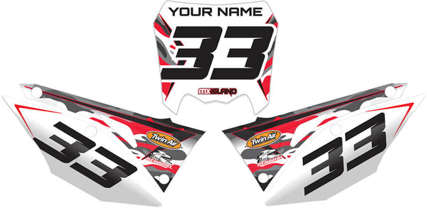 JET FIGHTER: RED/GREY Honda Number Plate Graphics kit