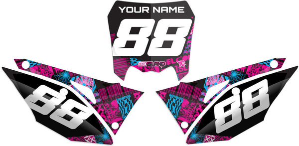 NIGHT RIDER: MAGENTA/CYAN Honda Number Plate Graphics kit
