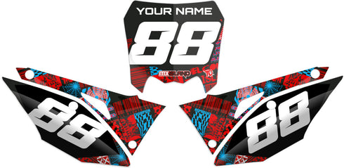 NIGHT RIDER: RED/CYAN Number Honda Plate Graphics kit