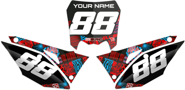 NIGHT RIDER: RED/CYAN Number Honda Plate Graphics kit