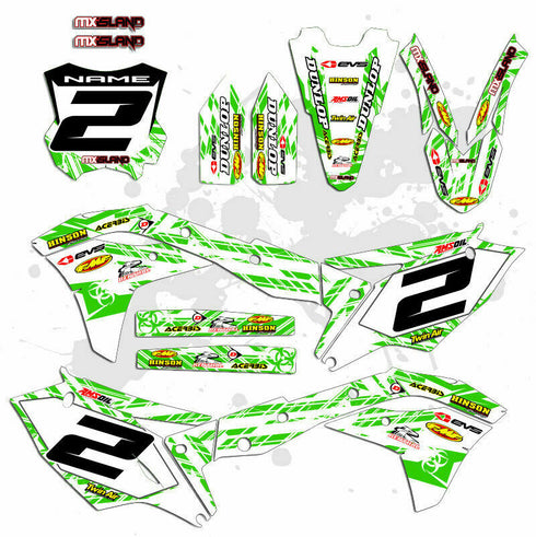 ISLAND STRIKE: WHITE/GREEN Kawasaki Full Graphics Kit