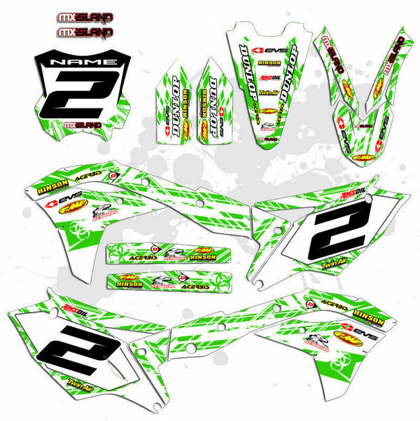 ISLAND STRIKE: WHITE/GREEN Kawasaki Full Graphics Kit