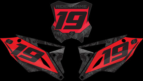 kawaski background number kit in ghost bonecrusher black and dark grey