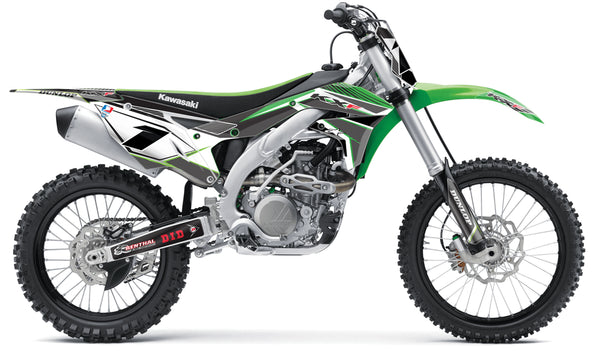 kawasaki complete graphics kit in concept black green design, mxisland